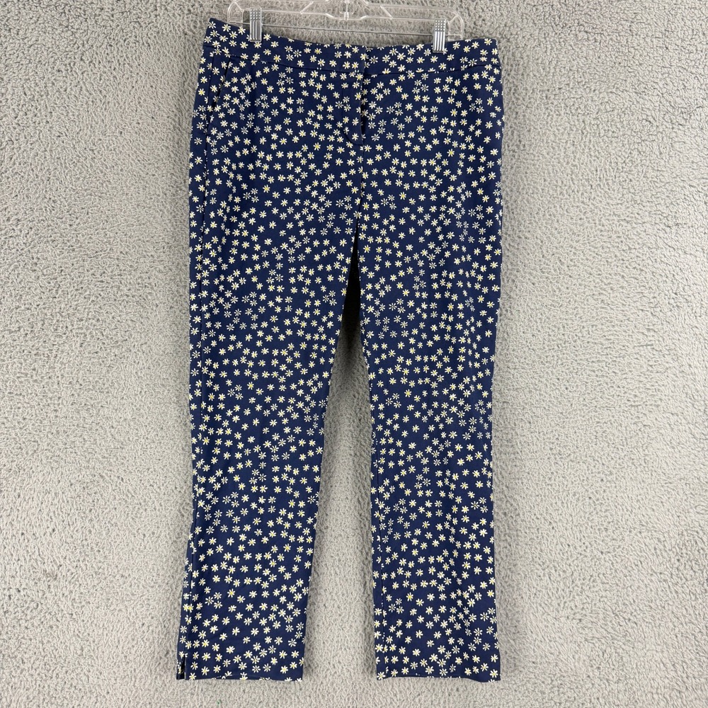 Boden Richmond Pants Womens 10 Navy Blue Daisy Floral Stretch Ankle Cropped